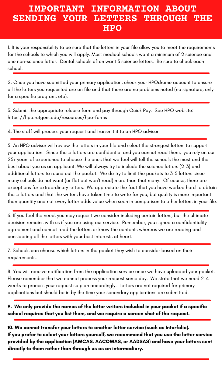 Sending HPO Letters